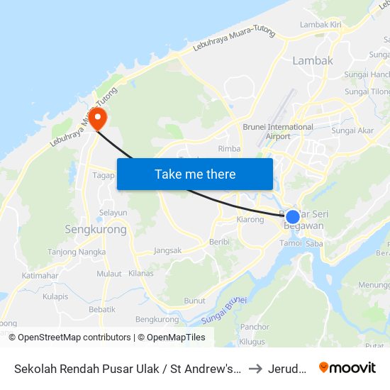 Sekolah Rendah Pusar Ulak / St Andrew's School to Jerudong map