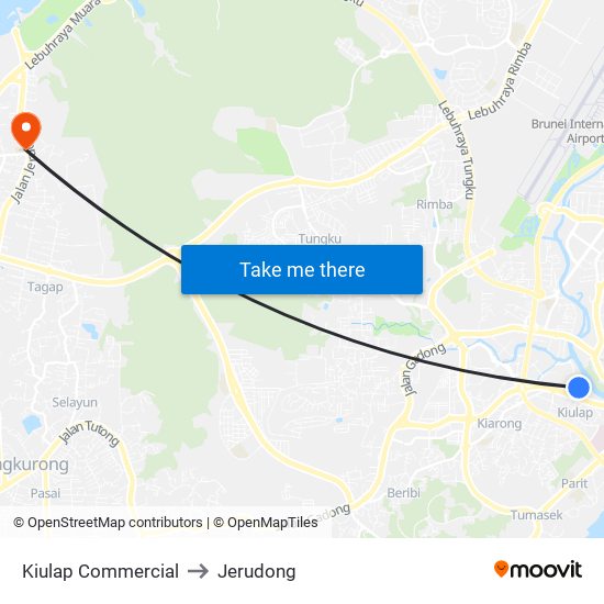 Kiulap Commercial to Jerudong map