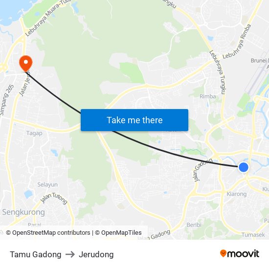 Tamu Gadong to Jerudong map