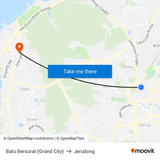 Batu Bersurat (Grand City) to Jerudong map
