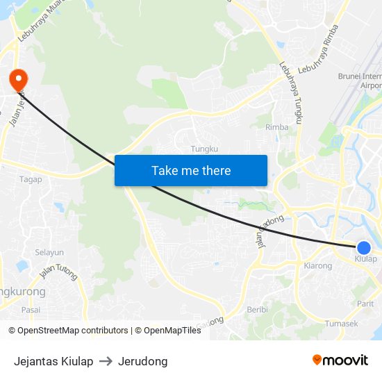 Jejantas Kiulap to Jerudong map