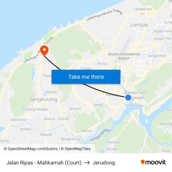 Jalan Ripas - Mahkamah (Court) to Jerudong map