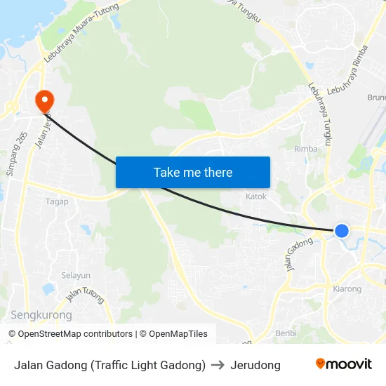 Jalan Gadong (Traffic Light Gadong) to Jerudong map