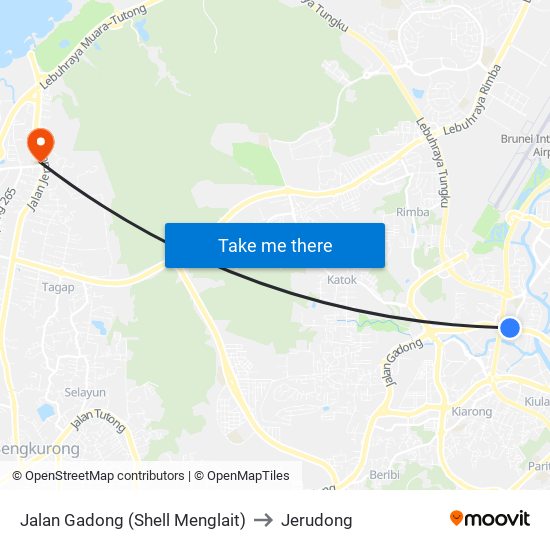 Jalan Gadong (Shell Menglait) to Jerudong map