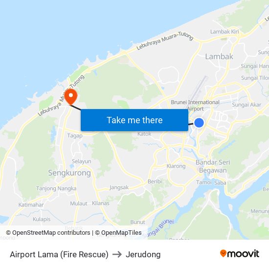 Airport Lama (Fire Rescue) to Jerudong map