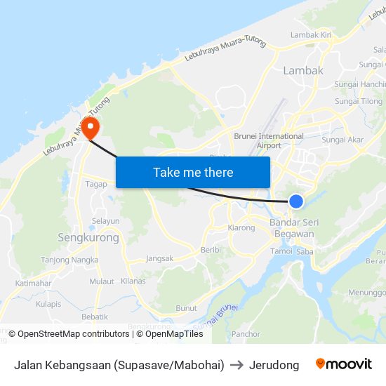 Jalan Kebangsaan (Supasave/Mabohai) to Jerudong map
