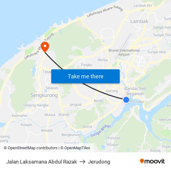 Jalan Laksamana Abdul Razak to Jerudong map