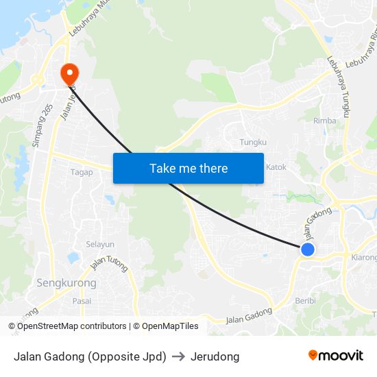 Jalan Gadong (Opposite Jpd) to Jerudong map