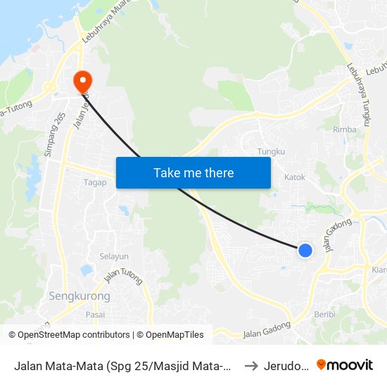 Jalan Mata-Mata (Spg 25/Masjid Mata-Mata) to Jerudong map