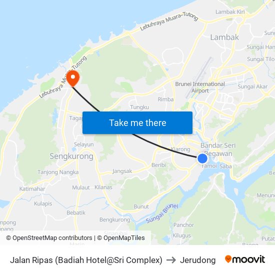 Jalan Ripas (Badiah Hotel@Sri Complex) to Jerudong map