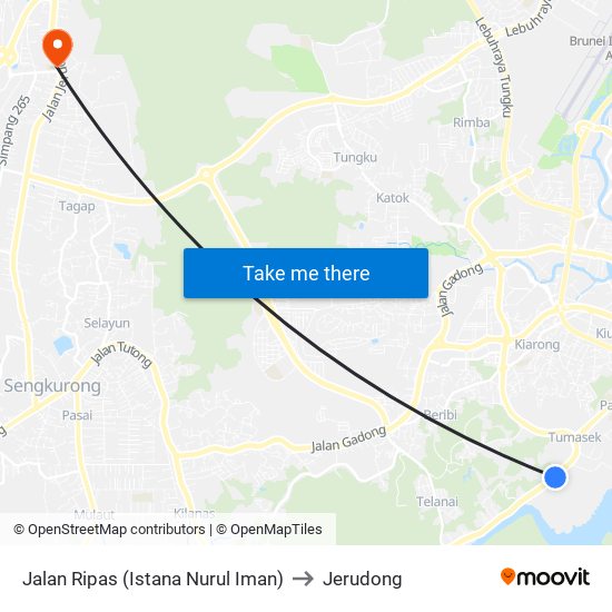 Jalan Ripas (Istana Nurul Iman) to Jerudong map