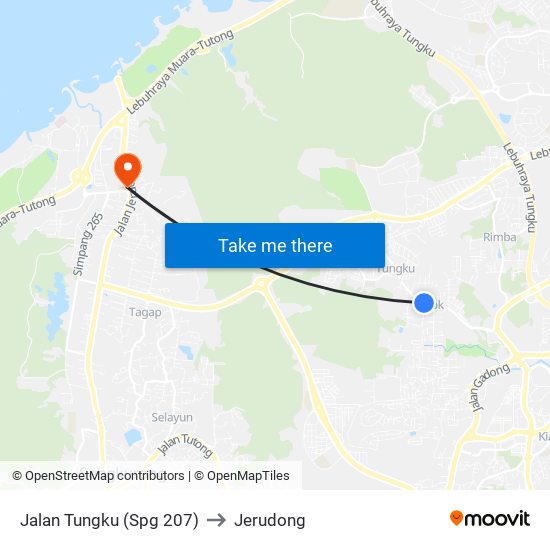 Jalan Tungku (Spg 207) to Jerudong map