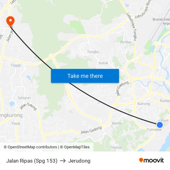 Jalan Ripas (Spg 153) to Jerudong map