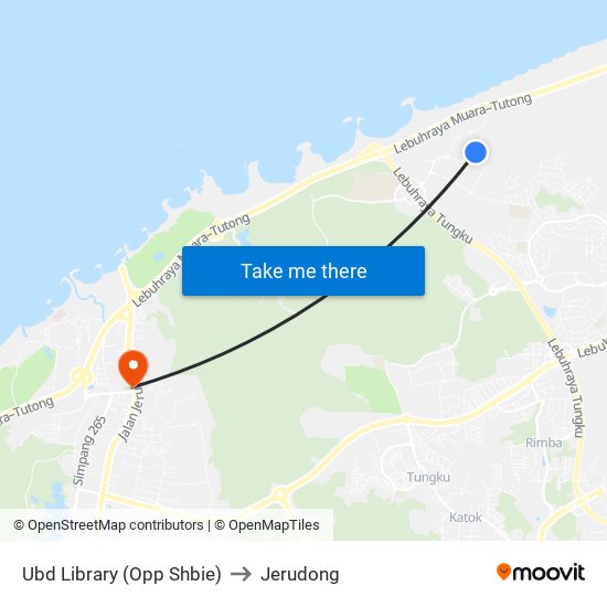 Ubd Library (Opp Shbie) to Jerudong map