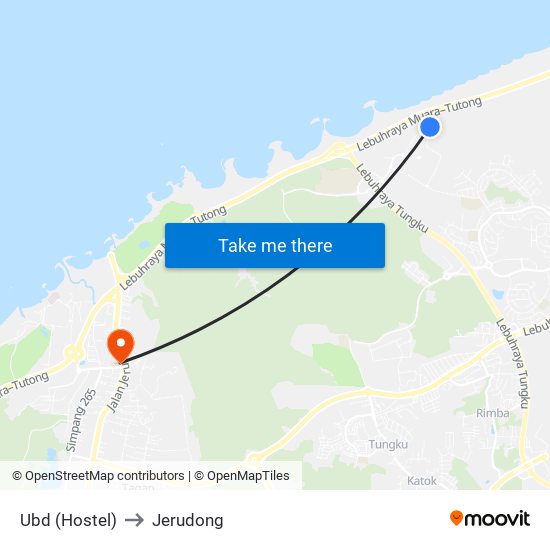 Ubd (Hostel) to Jerudong map