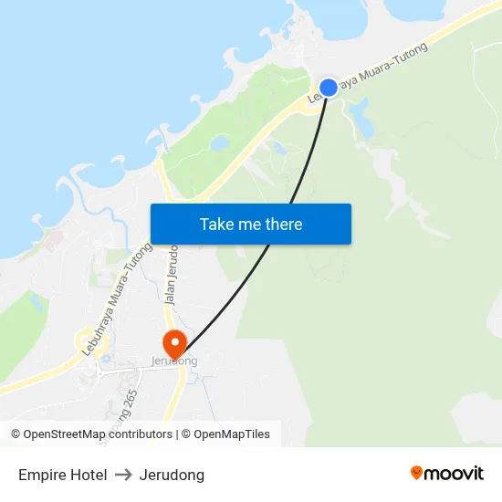 Empire Hotel to Jerudong map