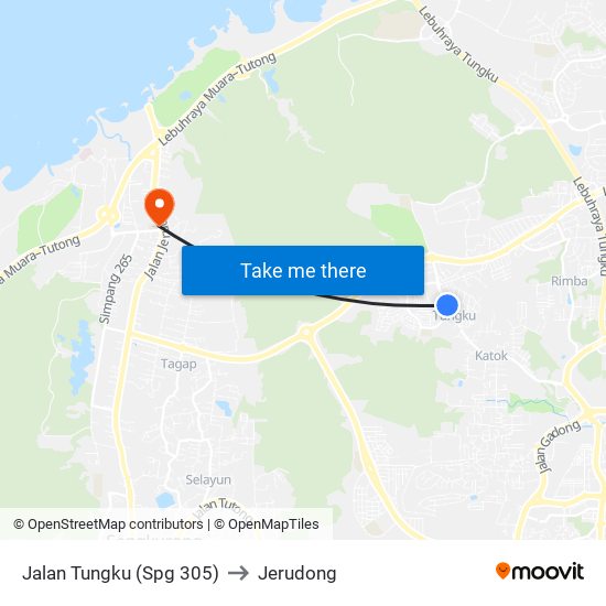 Jalan Tungku (Spg 305) to Jerudong map