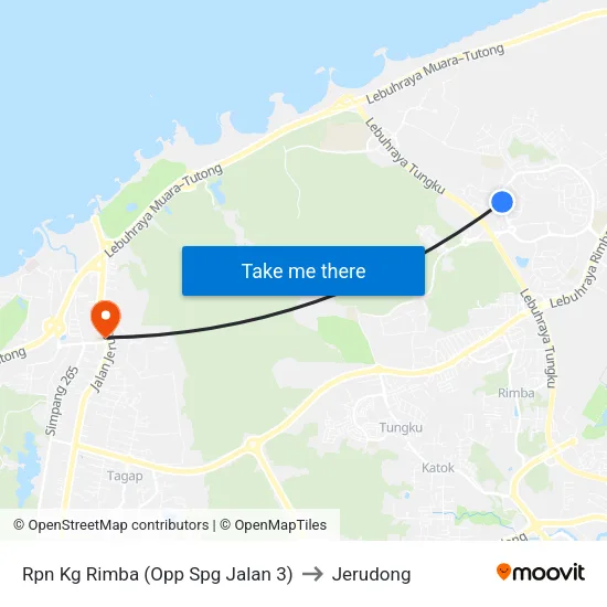 Rpn Kg Rimba (Opp Spg Jalan 3) to Jerudong map