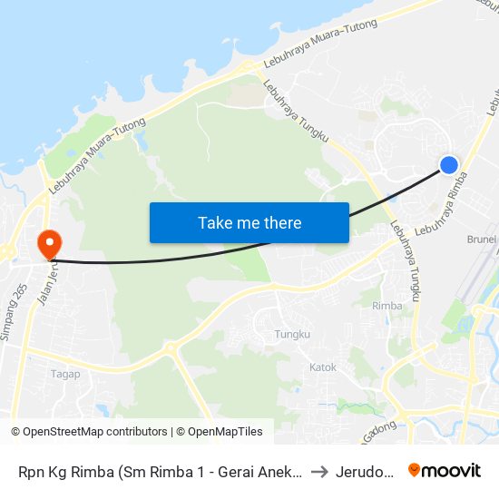 Rpn Kg Rimba (Sm Rimba 1 - Gerai Aneka) to Jerudong map