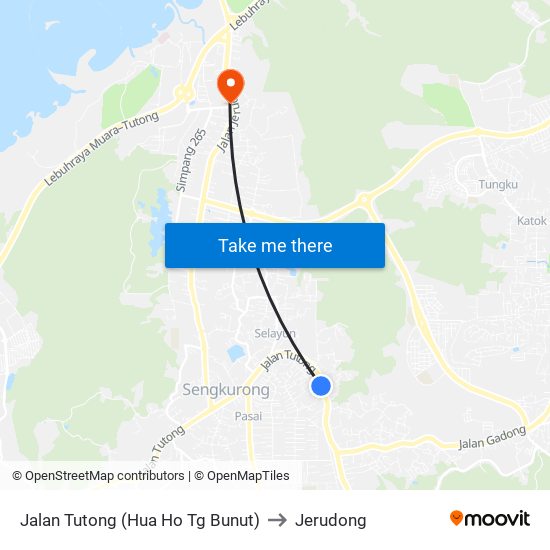 Jalan Tutong (Hua Ho Tg Bunut) to Jerudong map