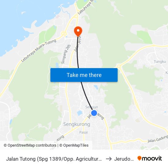 Jalan Tutong (Spg 1389/Opp. Agriculture Rc) to Jerudong map