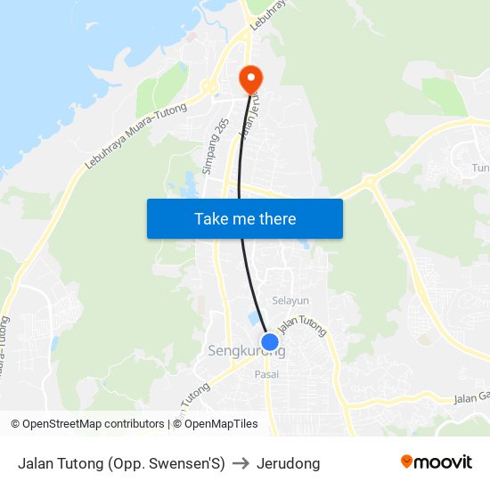 Jalan Tutong (Opp. Swensen'S) to Jerudong map