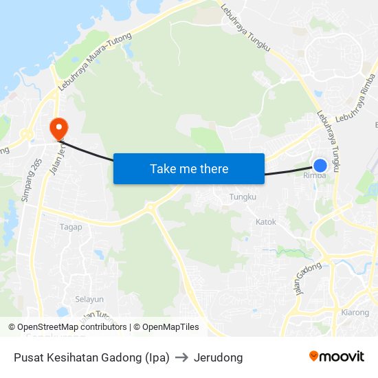 Pusat Kesihatan Gadong (Ipa) to Jerudong map
