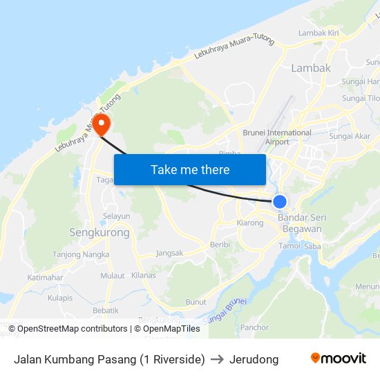 Jalan Kumbang Pasang (1 Riverside) to Jerudong map