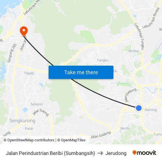 Jalan Perindustrian Beribi (Sumbangsih) to Jerudong map