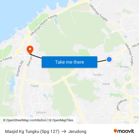 Masjid Kg Tungku (Spg 127) to Jerudong map
