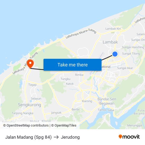 Jalan Madang (Spg 84) to Jerudong map