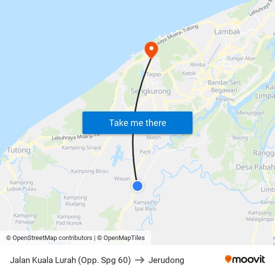 Jalan Kuala Lurah (Opp. Spg 60) to Jerudong map