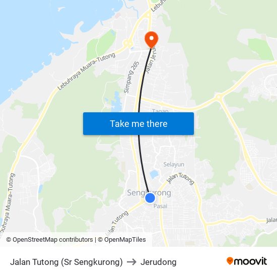 Jalan Tutong (Sr Sengkurong) to Jerudong map