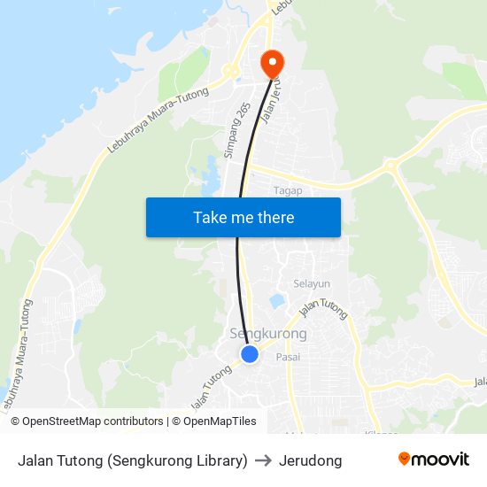 Jalan Tutong (Sengkurong Library) to Jerudong map