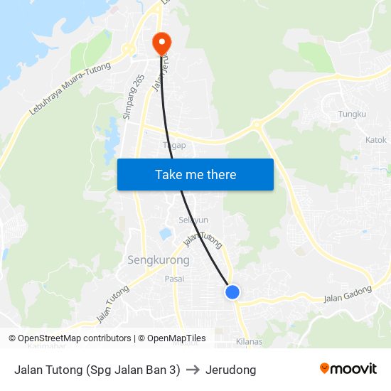 Jalan Tutong (Spg Jalan Ban 3) to Jerudong map