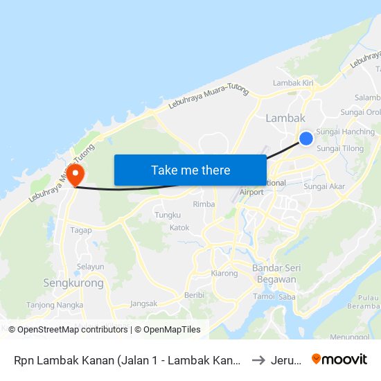 Rpn Lambak Kanan (Jalan 1 - Lambak Kanan Religious School) to Jerudong map