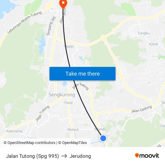 Jalan Tutong (Spg 995) to Jerudong map