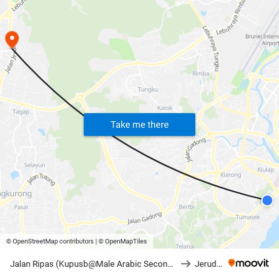 Jalan Ripas (Kupusb@Male Arabic Secondary School) to Jerudong map