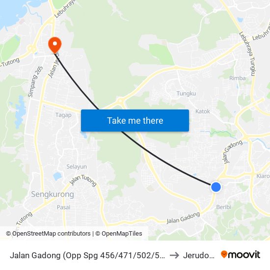 Jalan Gadong (Opp Spg 456/471/502/540) to Jerudong map