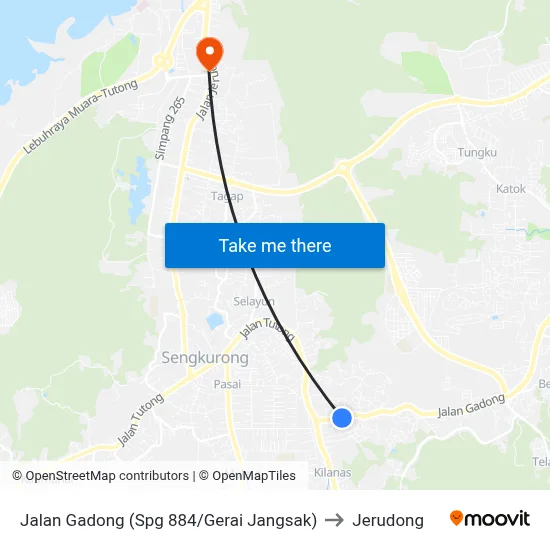 Jalan Gadong (Spg 884/Gerai Jangsak) to Jerudong map