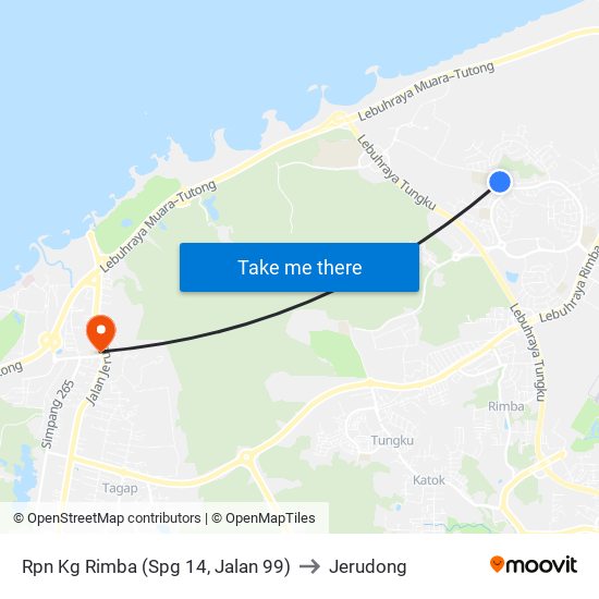 Rpn Kg Rimba (Spg 14, Jalan 99) to Jerudong map