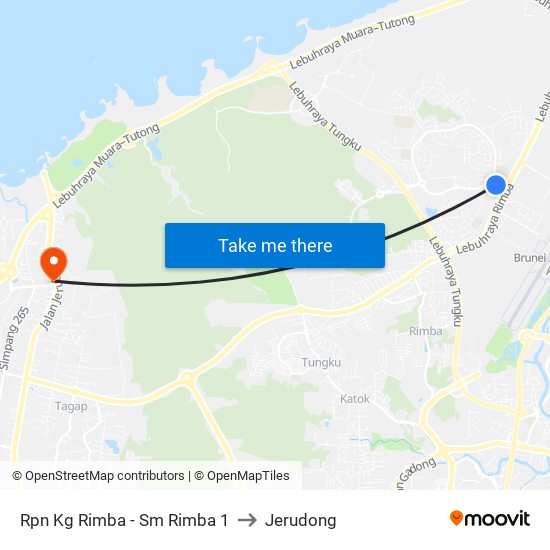 Rpn Kg Rimba - Sm Rimba 1 to Jerudong map