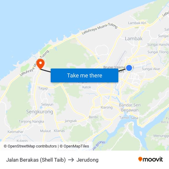 Jalan Berakas (Shell Taib) to Jerudong map