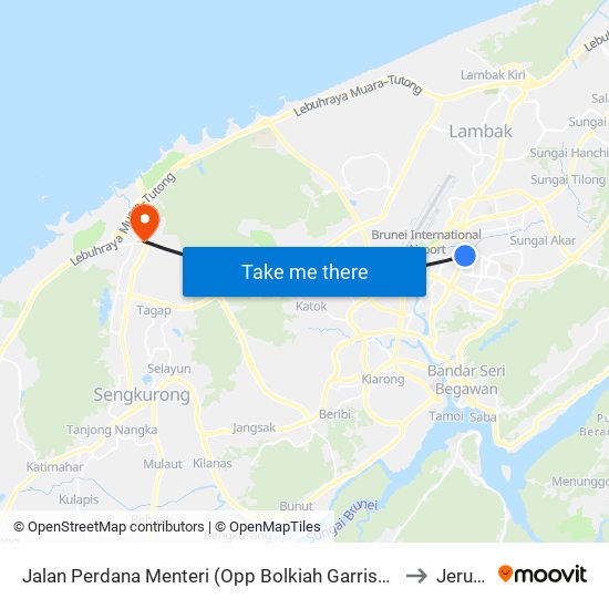 Jalan Perdana Menteri (Opp Bolkiah Garrison - Near Jalan Stadium) to Jerudong map