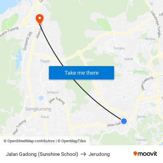 Jalan Gadong (Sunshine School) to Jerudong map