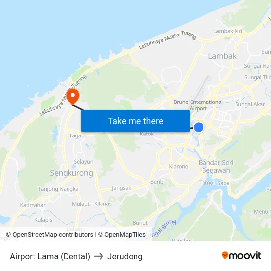 Airport Lama (Dental) to Jerudong map