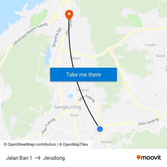 Jalan Ban 1 to Jerudong map