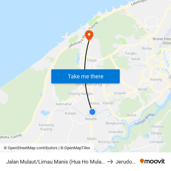 Jalan Mulaut/Limau Manis (Hua Ho Mulaut) to Jerudong map