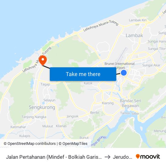 Jalan Pertahanan (Mindef - Bolkiah Garisson) to Jerudong map