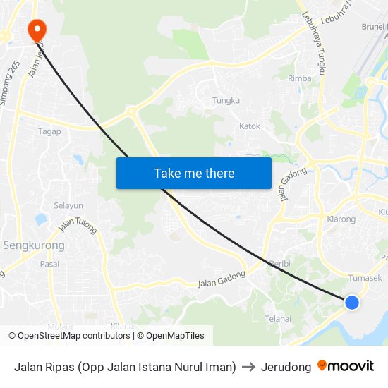 Jalan Ripas (Opp Jalan Istana Nurul Iman) to Jerudong map